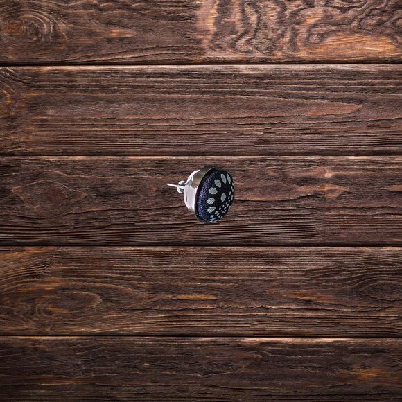 UNESCO "Modrotlač" Blueprint Stud Earrings "Pav" - Artisan Crafted - Picture 2 of 3